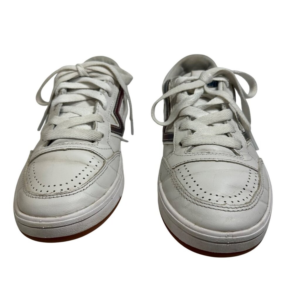 Vans Womens 6.5 Mens 5 White Leather Sneakers With Multicolor Accents Lace-Up - Picture 5 of 14